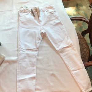 High waisted petite white jeans